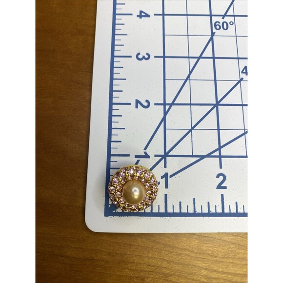 Joan Rivers Pink Rhinestone & Faux Pearl Clip On Earrings - Picture 10 of 10